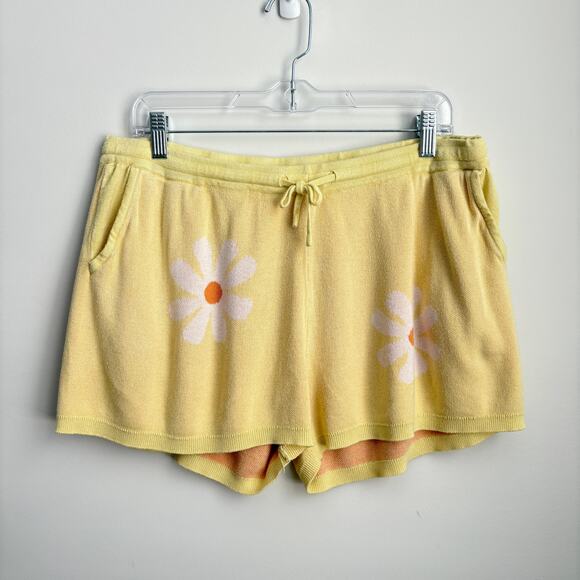 Ekouaer Lightweight Butter Yellow Daisy Flower Print Knit Two Piece Pajama Set - Picture 11 of 16